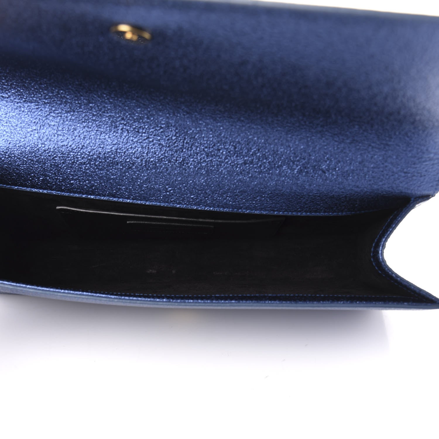 Saint Laurent Metallic Calfskin Monogram Kate Clutch Navy 5 of 9