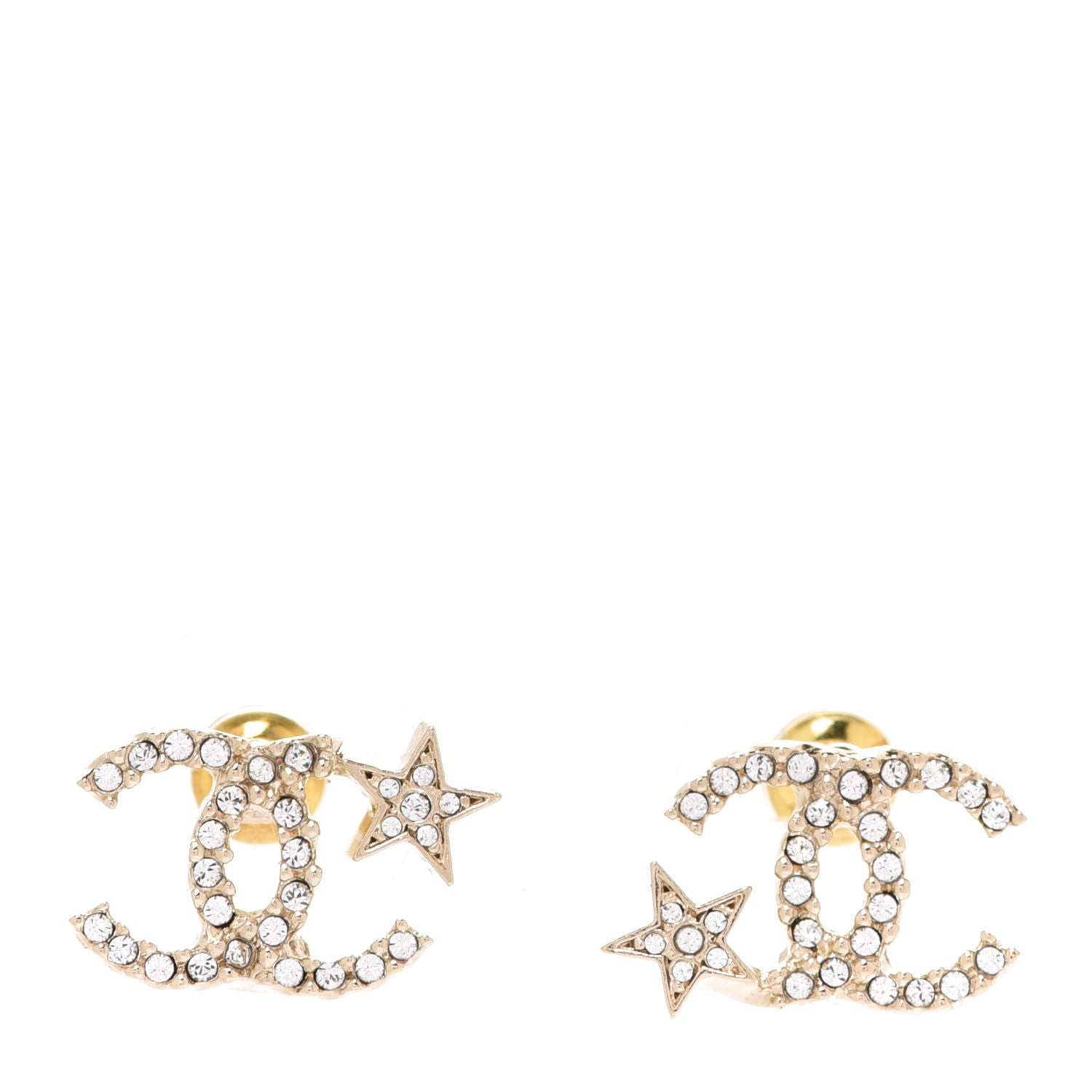 Chanel Crystal CC Starfall Earrings Gold 1 of 4