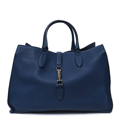 Gucci Soft Calfskin Medium Jackie Top Handle Bag Classic Blue Marine 1 of 13