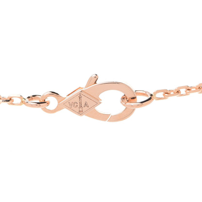 Van Cleef & Arpels 18K Rose Gold Diamond Rhodonite Vintage Alhambra Pendant Necklace 6 of 8