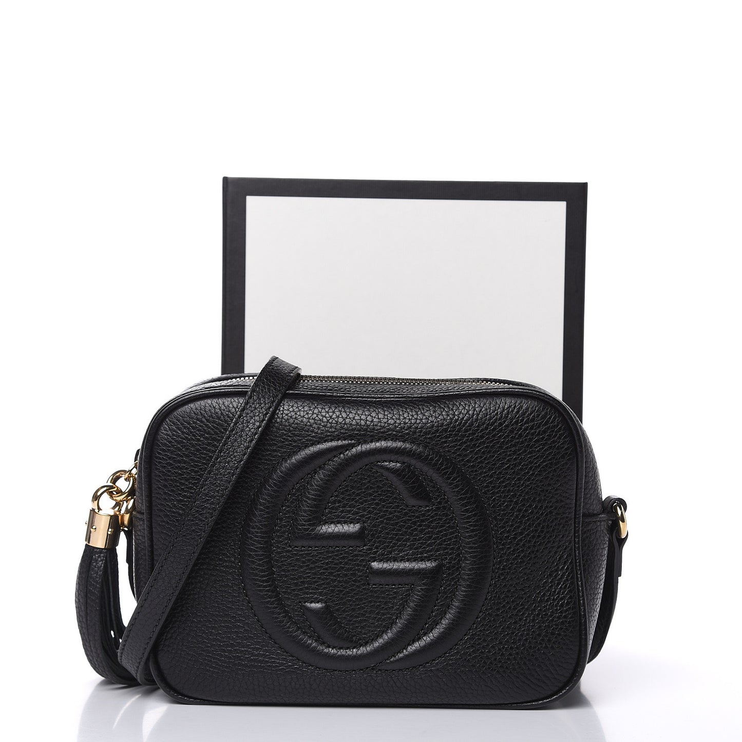 Pebbled Calfskin Small Soho Disco Bag Black