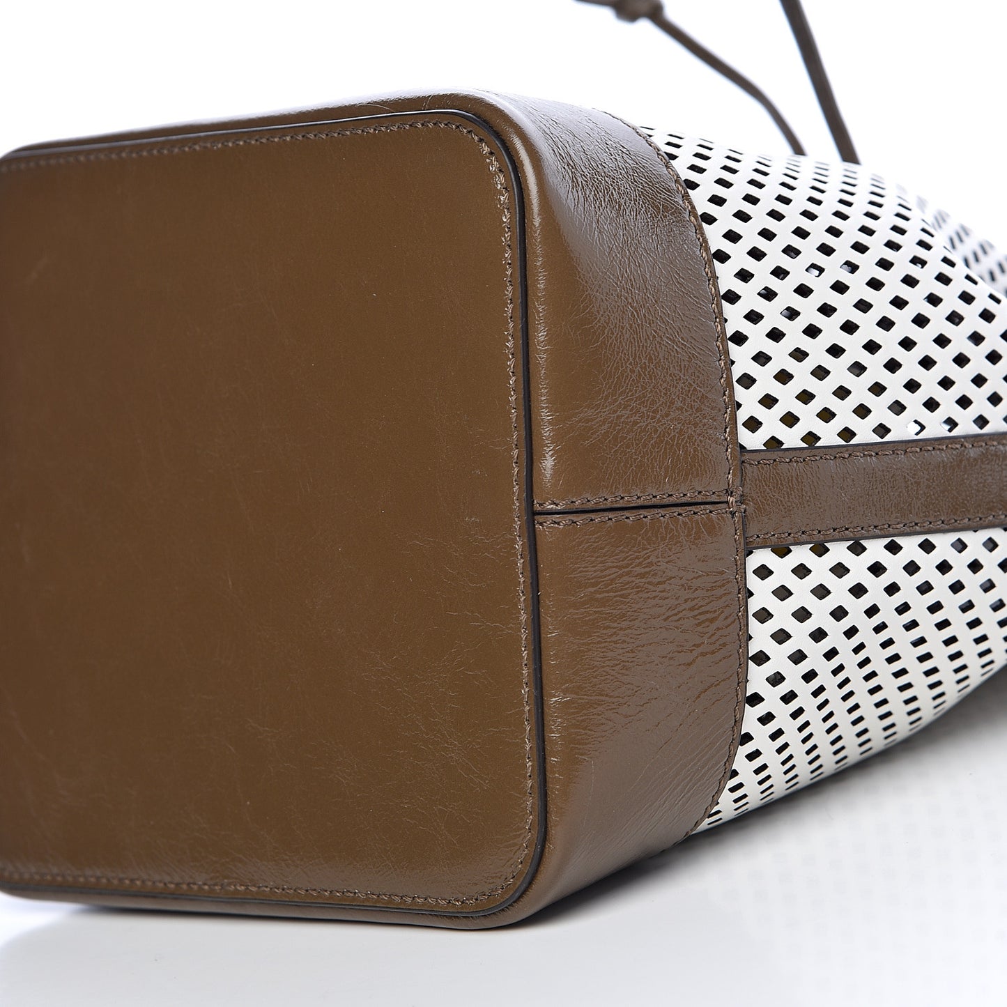Vitello Liberty Glossy Lambskin F is Fendi Perforated Large Mon Tresor Bucket Bag White Ice Rust Maya