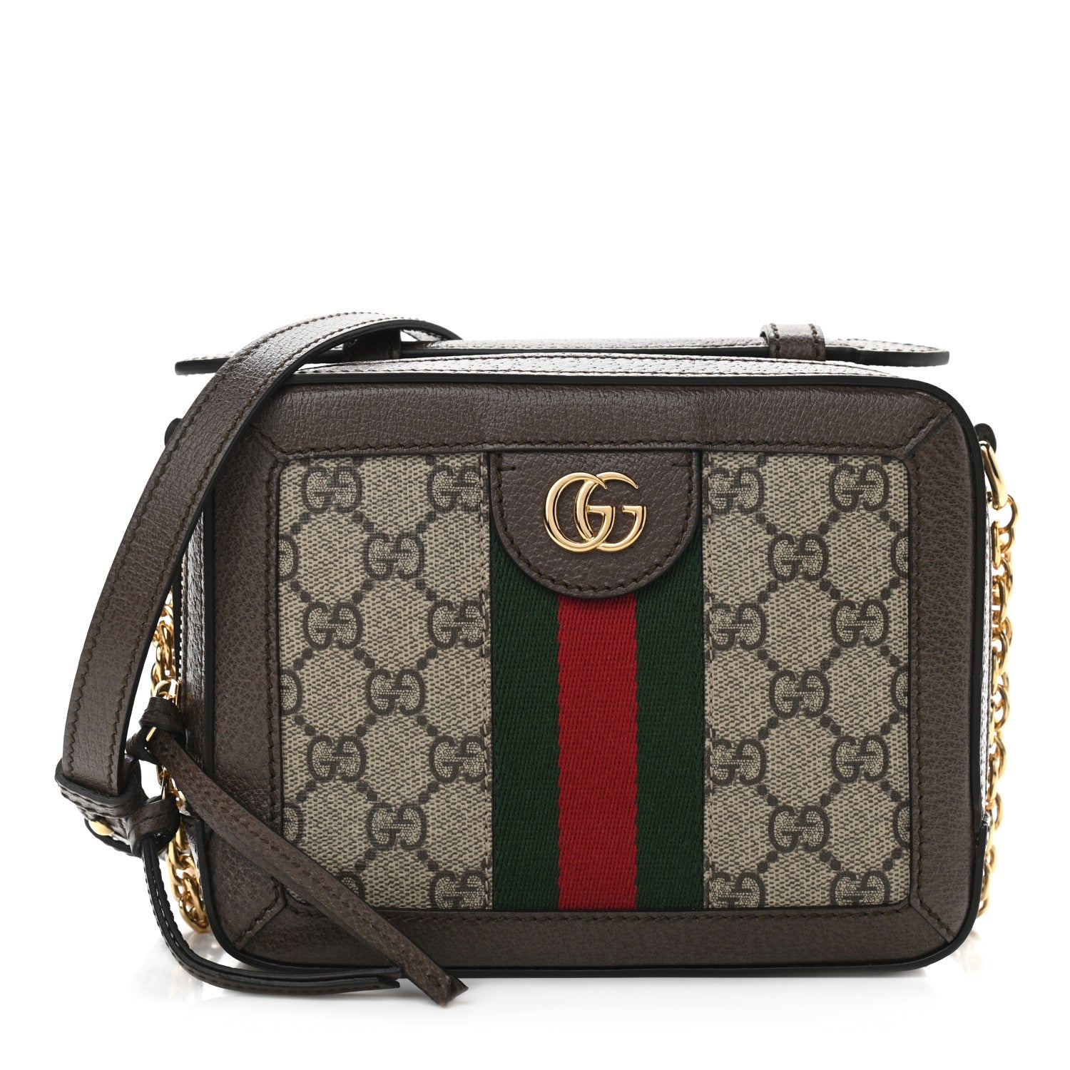 Gucci GG Supreme Monogram Mini Ophidia Top Handle Shoulder Bag Brown 1 of 11