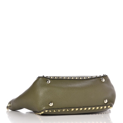 Valentino Garavani Pebbled Calfskin Small Rockstud Tote Army Green 5 of 8