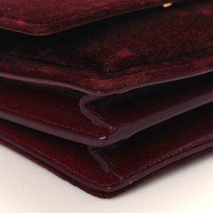 Saint Laurent Velvet Small Monogram Sunset Burgundy 6 of 7