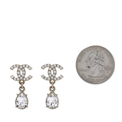 Chanel Crystal CC Pear Drop Earrings Gold 2 of 4