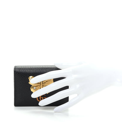 Gucci Pebbled Calfskin Butterfly Card Case Black 2 of 8