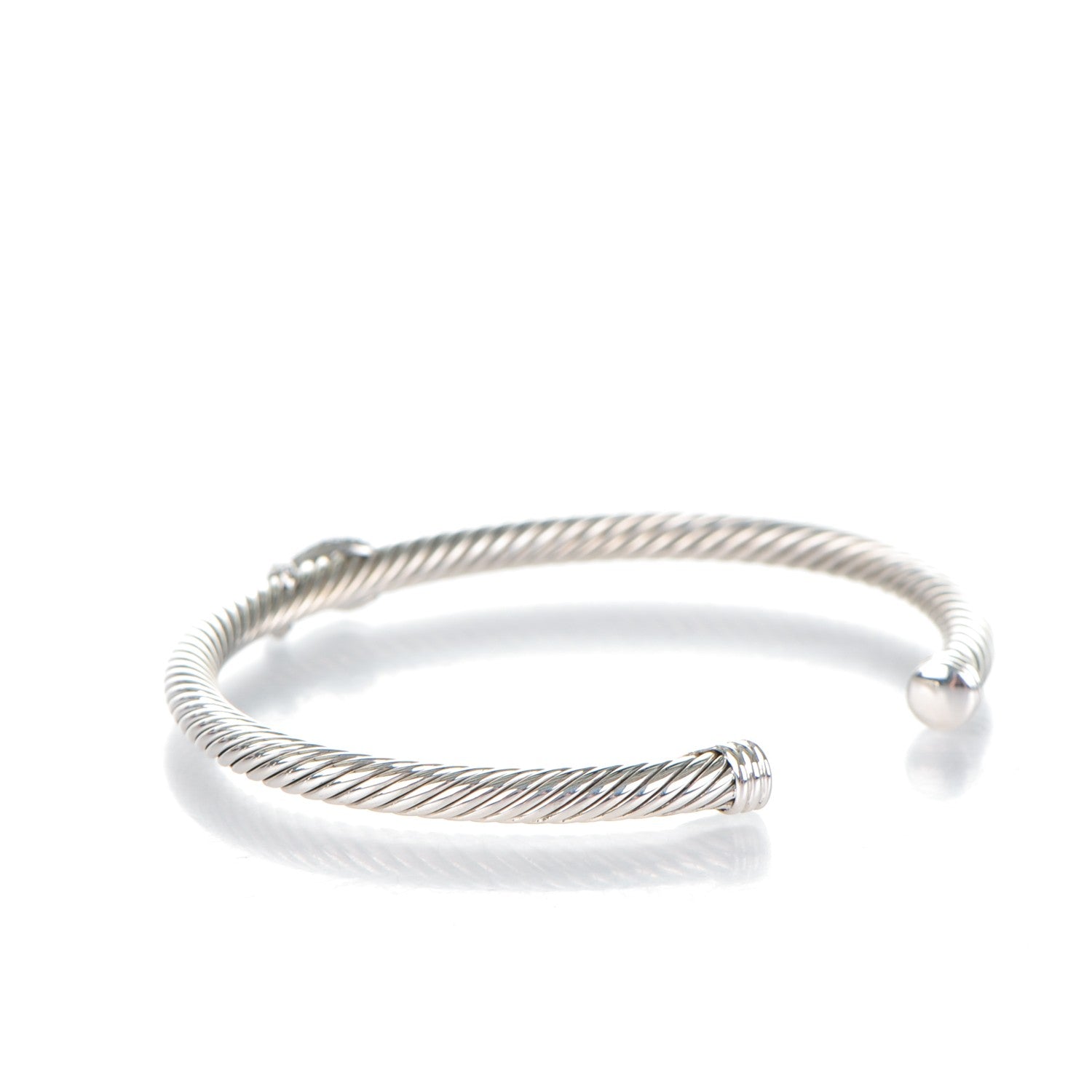 David Yurman Sterling Silver Diamond 4mm X Cable Bracelet 3 of 5