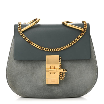 Chloe Suede Smooth Calfskin Mini Drew Shoulder Bag Cloudy Blue 1 of 13