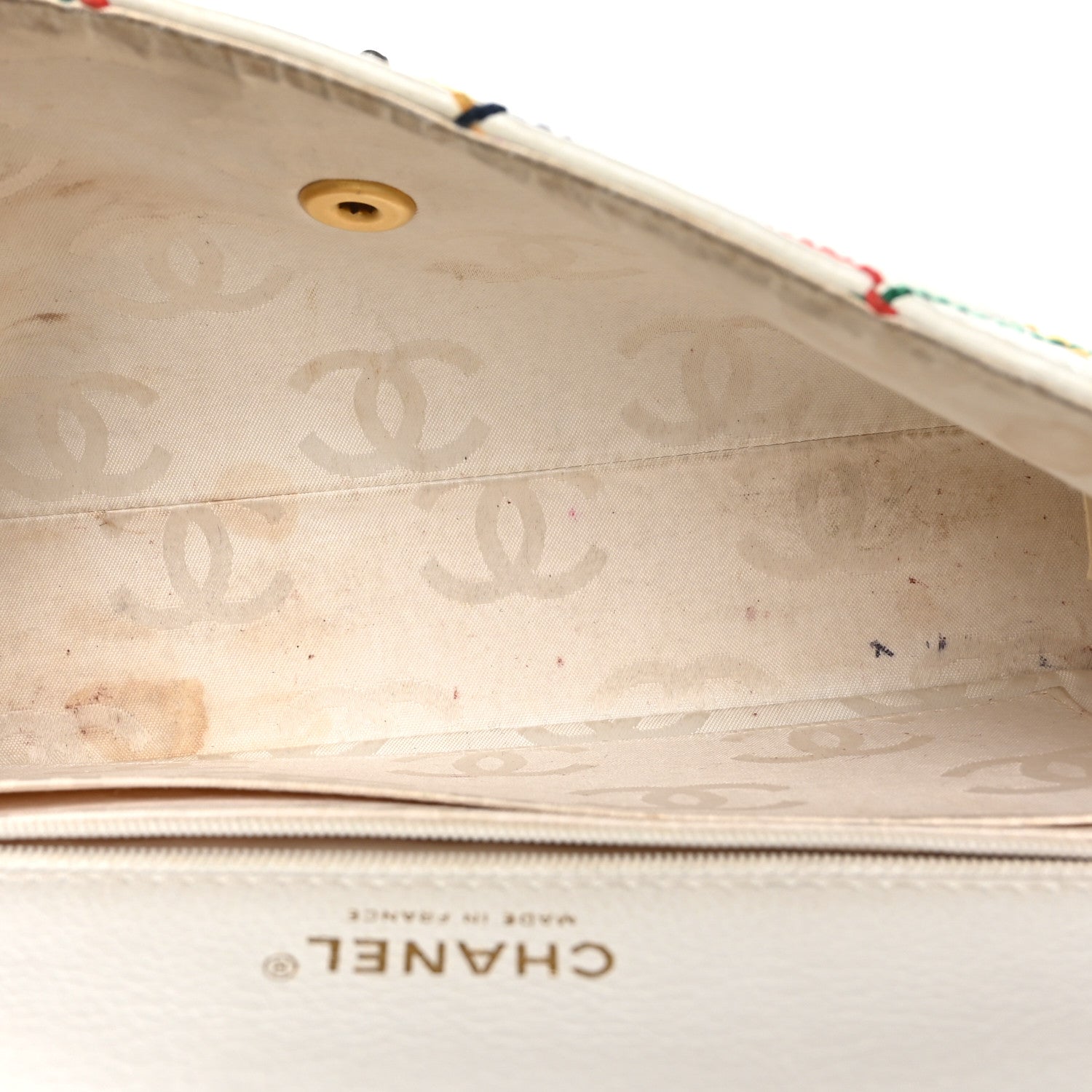 Chanel Goatskin Multicolor Stitch Single Flap White 5 of 11