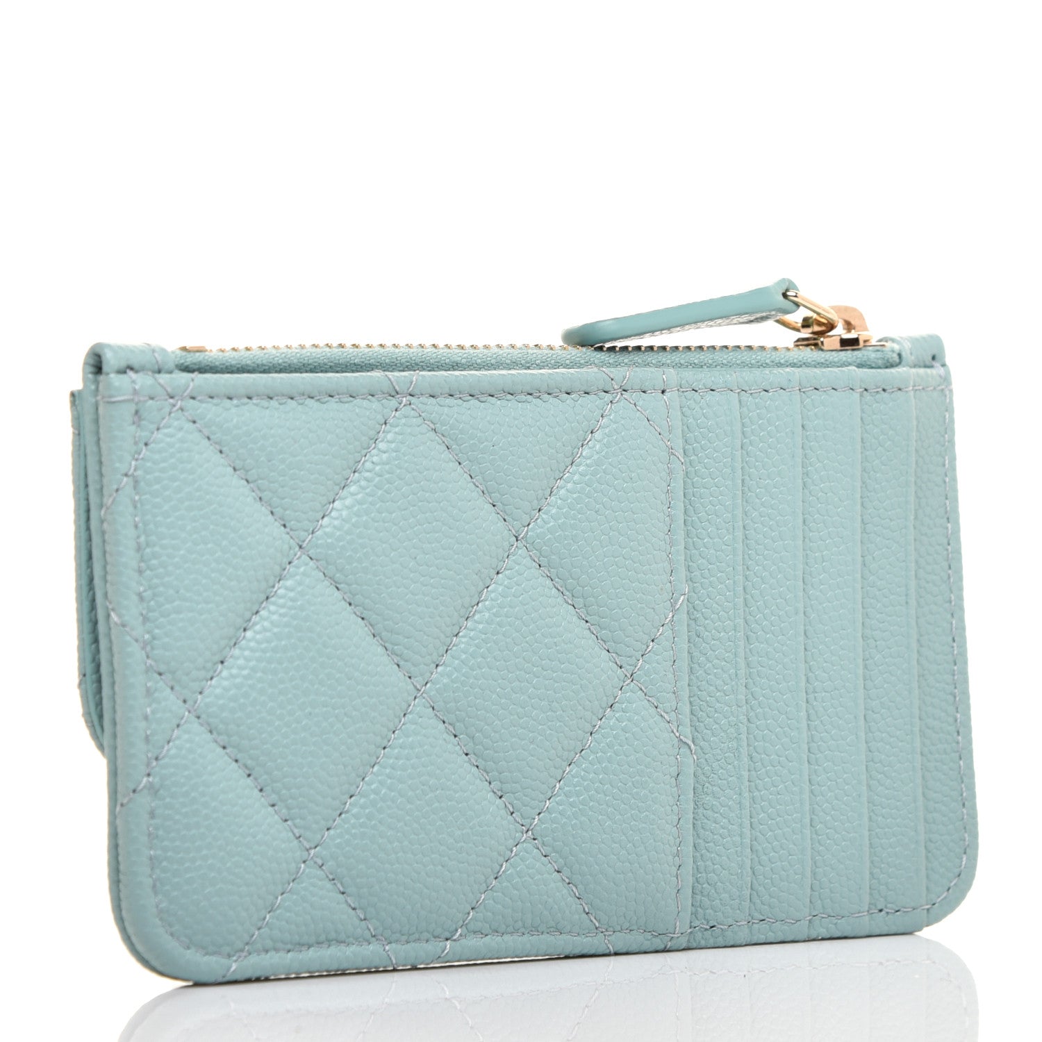 Chanel Caviar Quilted Flap Zip Card Holder Light Blue 3 of 9