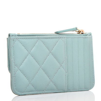 Chanel Caviar Quilted Flap Zip Card Holder Light Blue 3 of 9