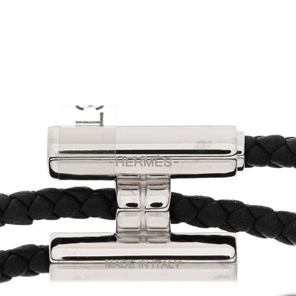 Hermes Swift Double Wrap Cord Tournis Tresse Bracelet T3 Black 4 of 6