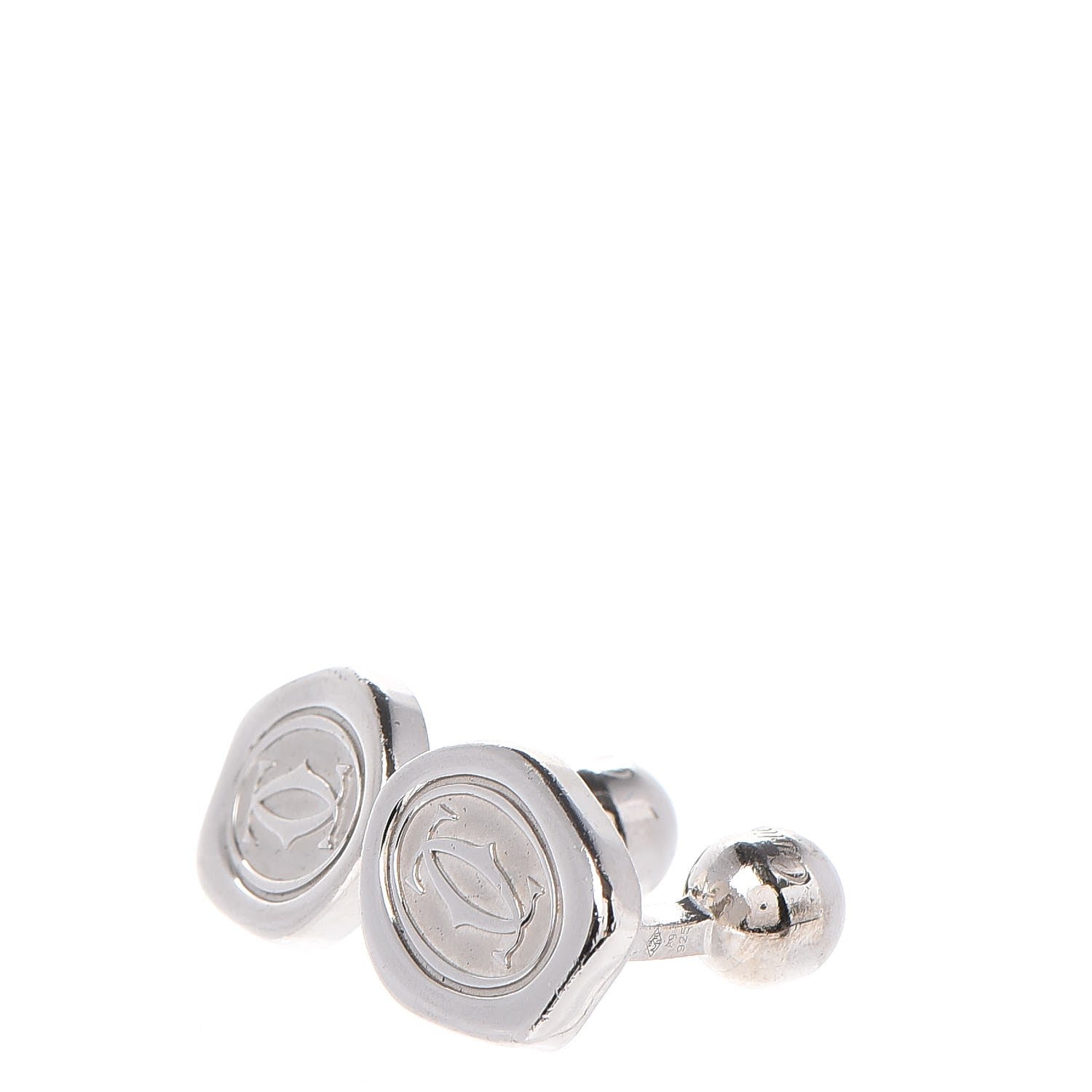Cartier Sterling Silver Palladium Finish Wax Seal Motif Cufflinks 3 of 7