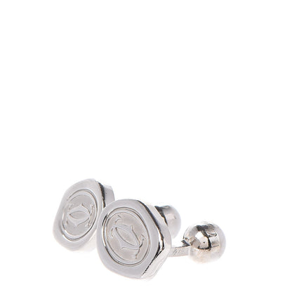 Cartier Sterling Silver Palladium Finish Wax Seal Motif Cufflinks 3 of 7