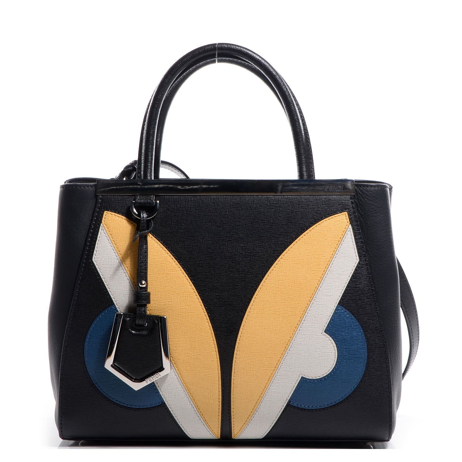 Fendi Saffiano Monster Colorblock Petite 2Jours Tote Black 1 of 10