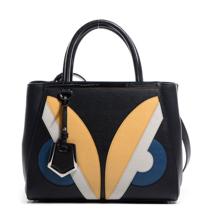 Fendi Saffiano Monster Colorblock Petite 2Jours Tote Black 1 of 10