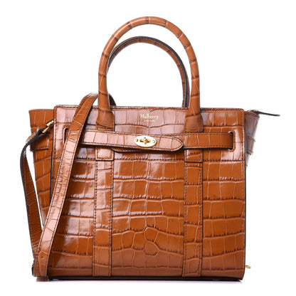 Mulberry Crocodile Embossed Calfskin Small Zipped Bayswater Mustard Yellow 1 of 9