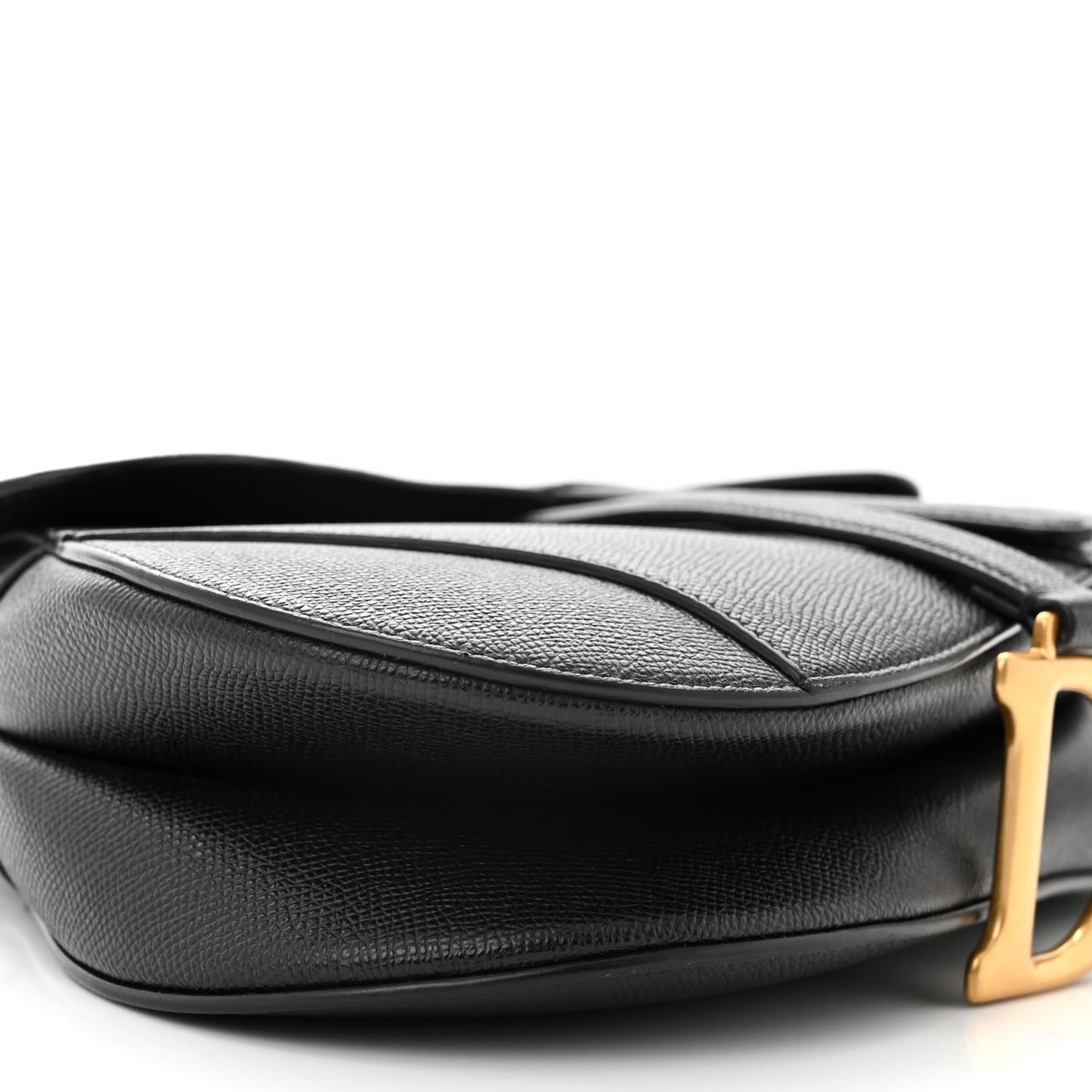 Grained Calfskin Saddle Bag With Strap Black