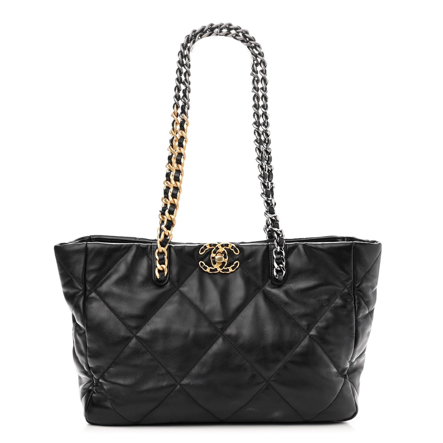 Chanel Lambskin Quilted Chanel 19 East West Shopping Bag Black 1 of 12