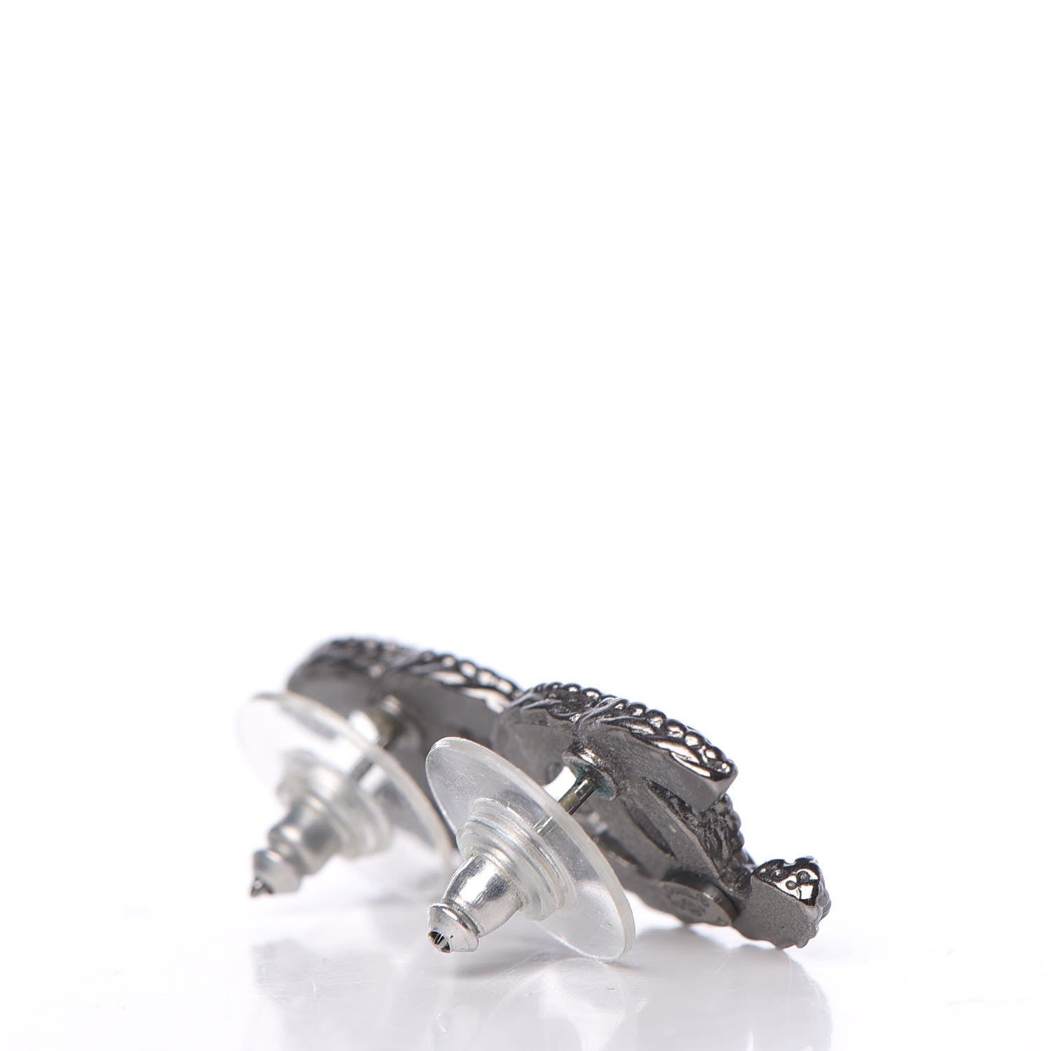 Chanel Ruthenium Enamel CC Earrings Black 6 of 7