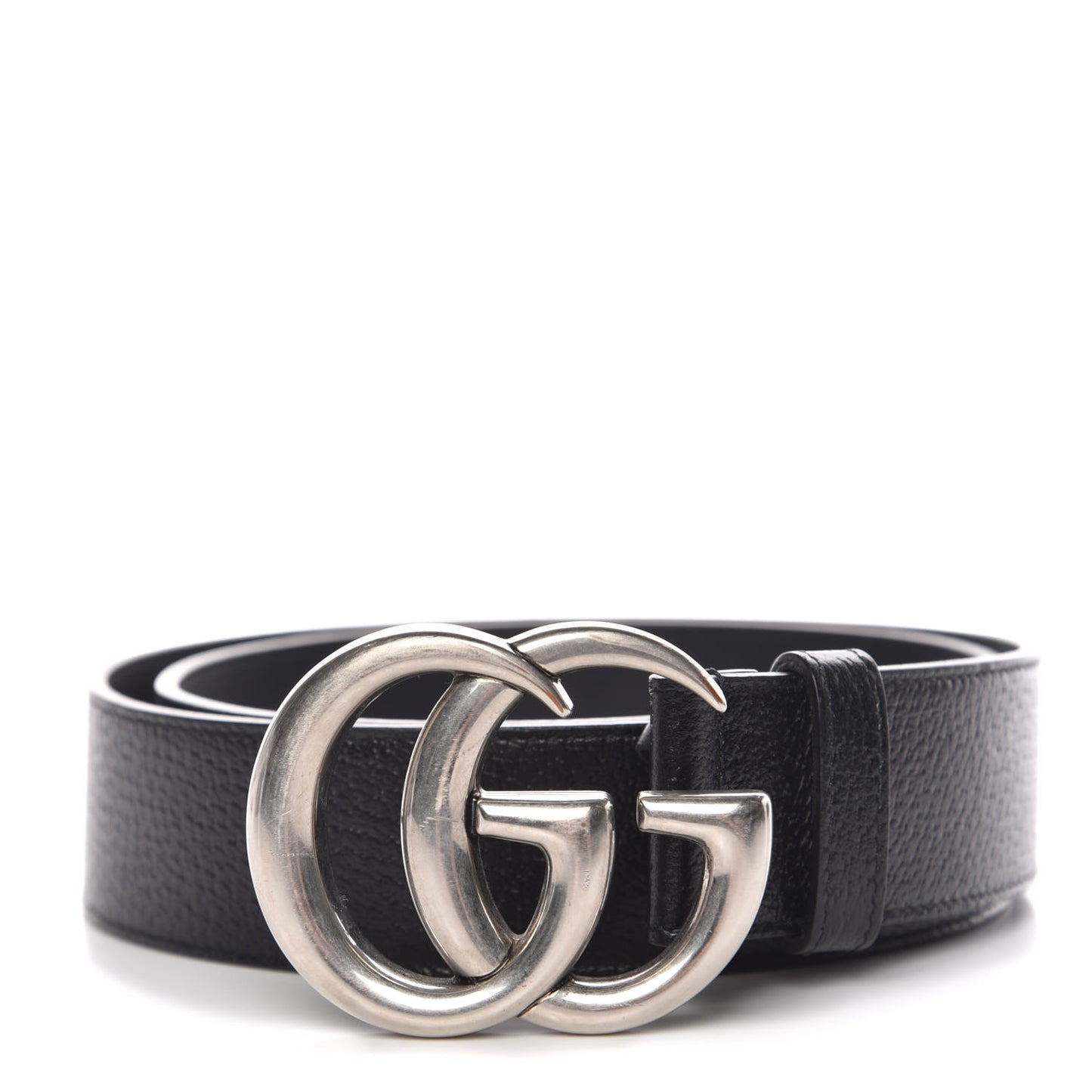 Textured Dollar Calfskin Nickel Double G 40mm Belt 90 36 Black