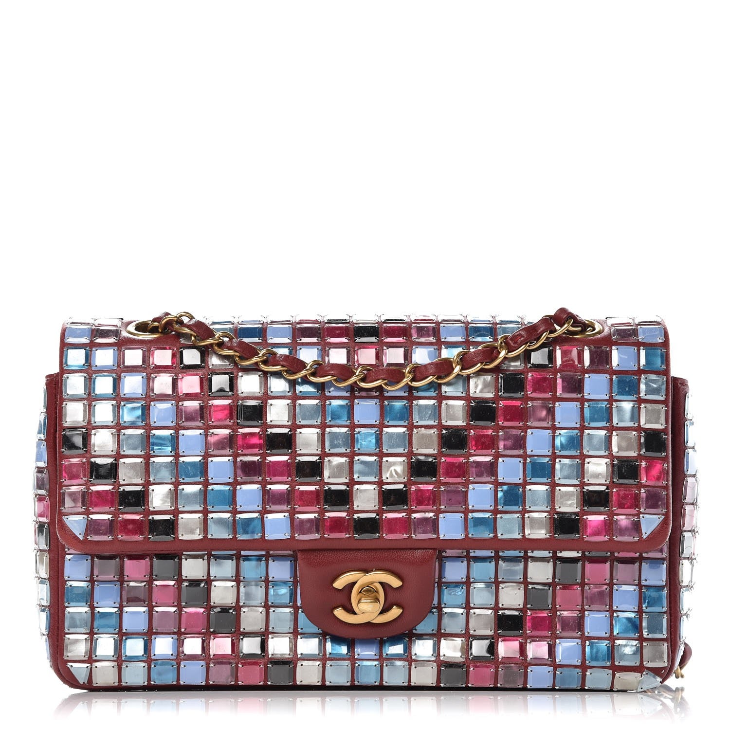 Chanel Lambskin Mosaic Medium Flap Red Multicolor 1 of 9