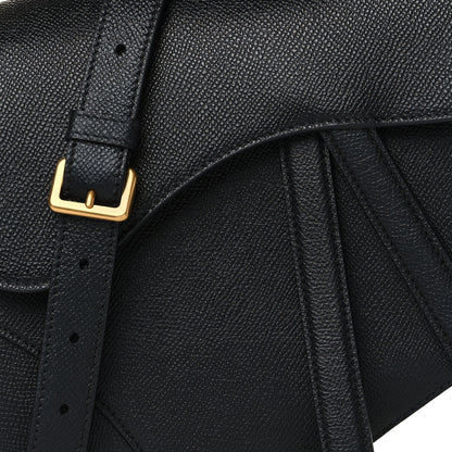 Christian Dior Grained Calfskin Saddle Bag With Strap Black 7 of 10
