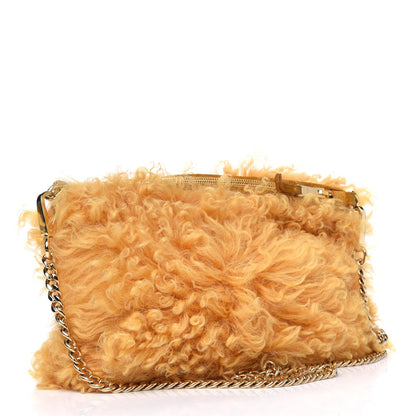 Miu Miu Shearling Logo Chain Pouch Yellow 2 of 5