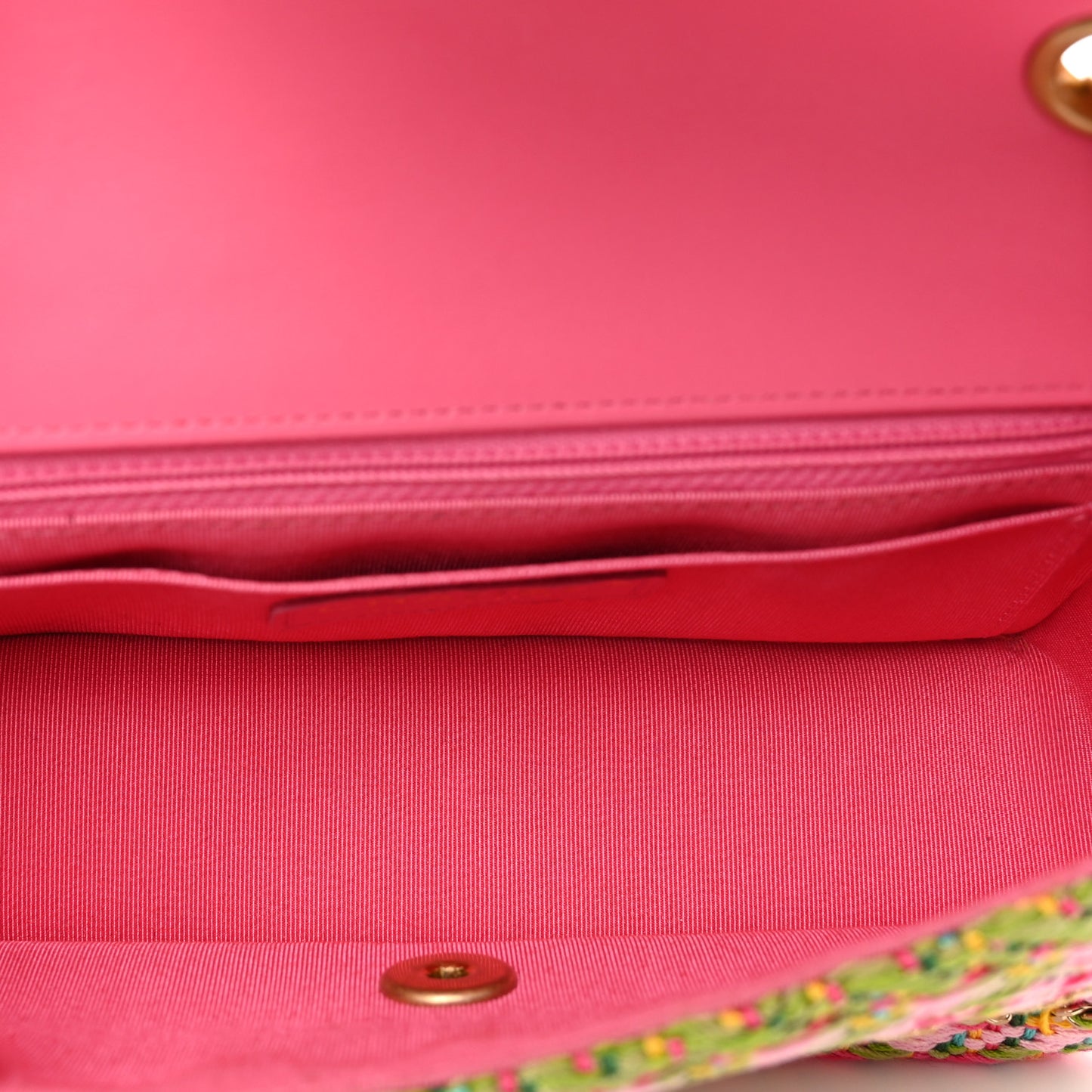 Cotton Mixed Fibers Woven Mini Rectangular Flap Pink Green