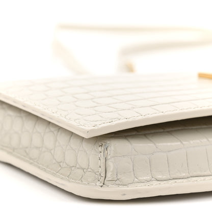 Saint Laurent Crocodile Embossed Monogram Phone Holder Crossbody Crema Soft 9 of 11
