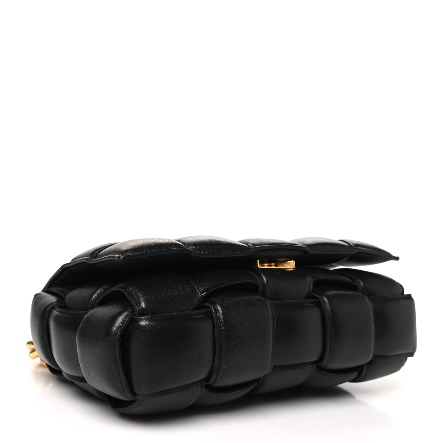 Lambskin Maxi Intreccio Padded Chain Cassette Crossbody Bag Black