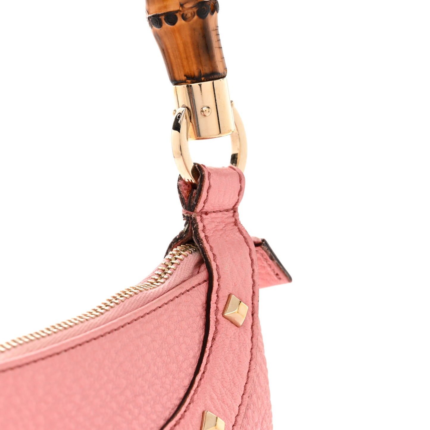 Calfskin Bamboo Anita Top Handle Bag Light Pink