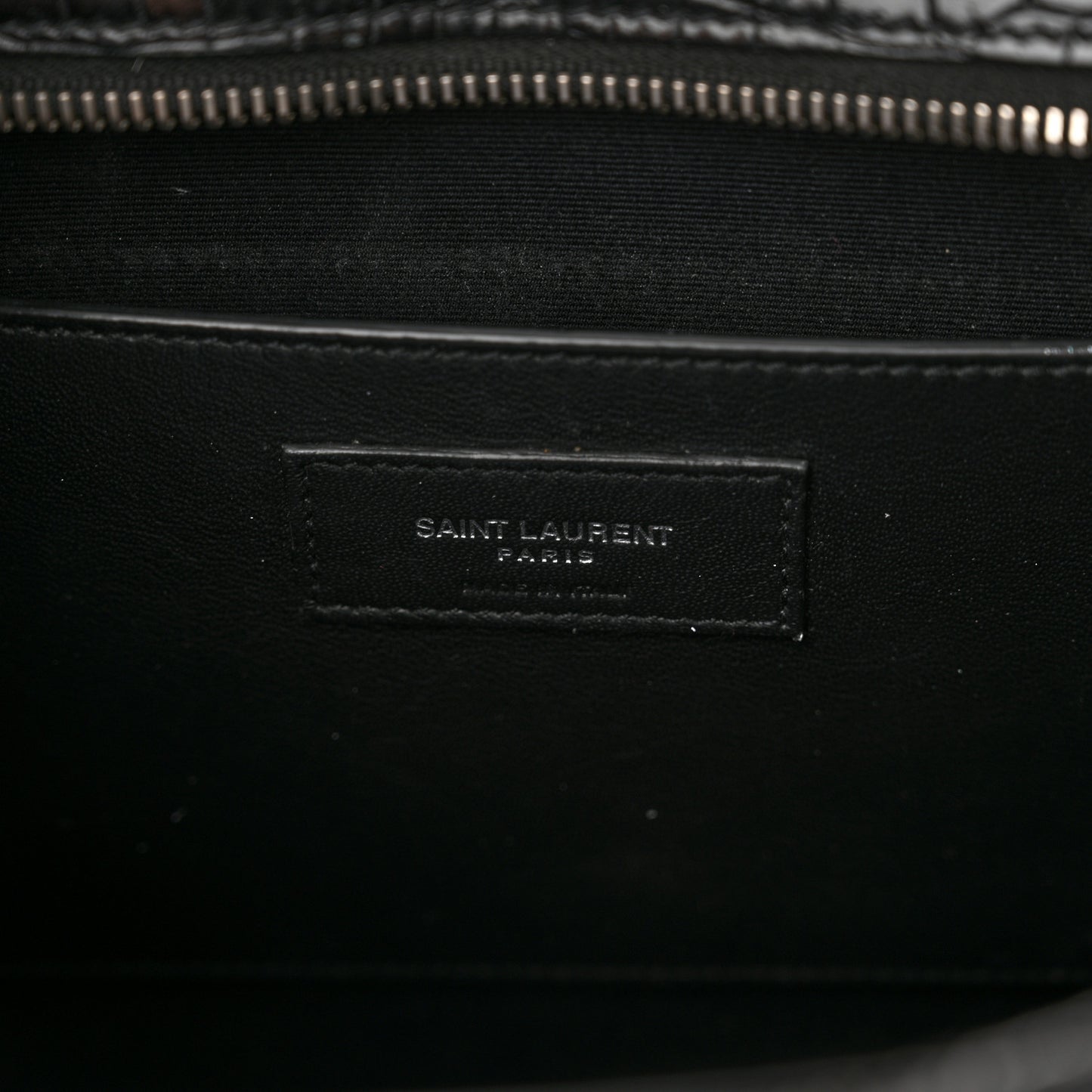 Croc Calfskin Embossed Medium Uptown Tote Black