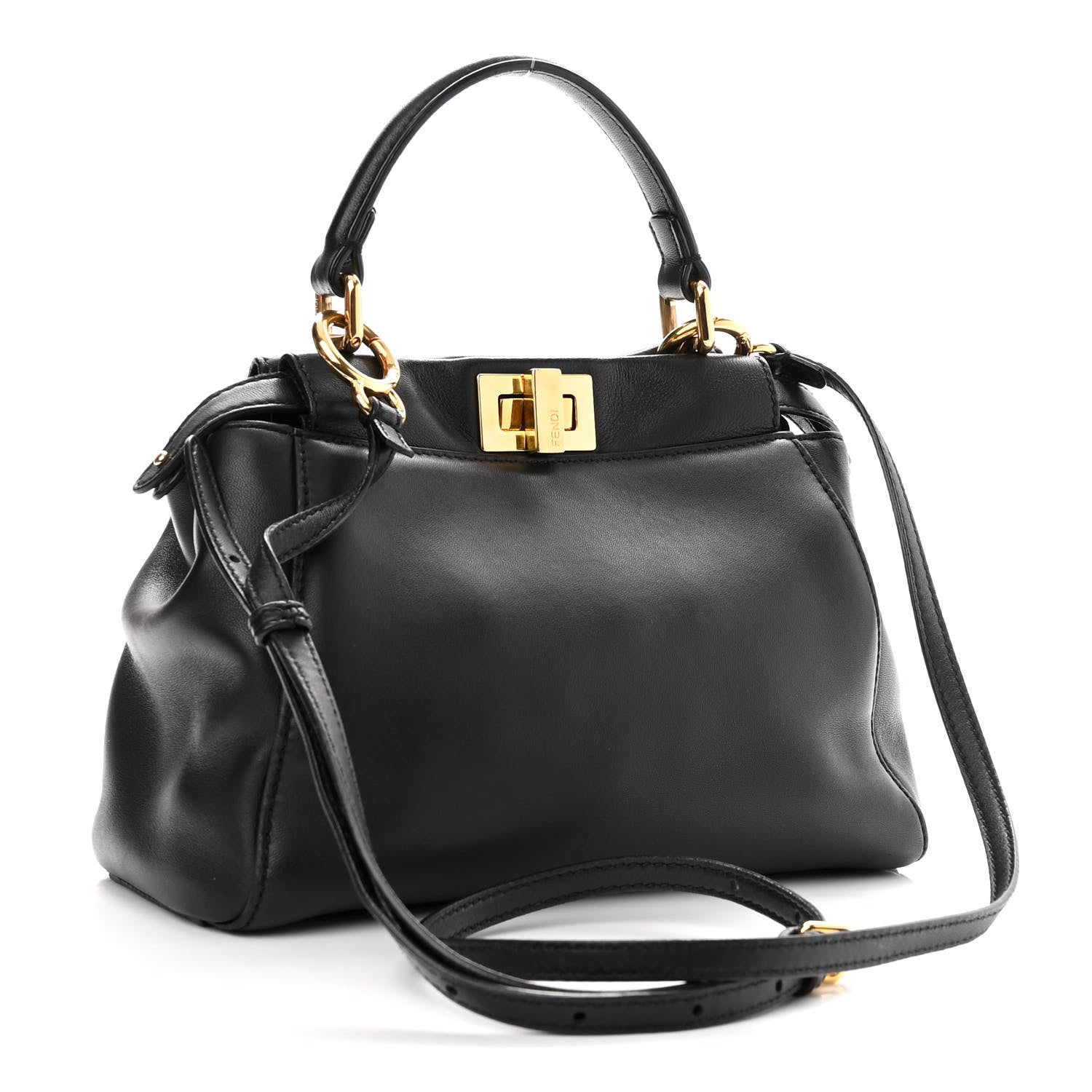 Fendi Nappa Mini Peekaboo Iconic Satchel Black 3 of 9