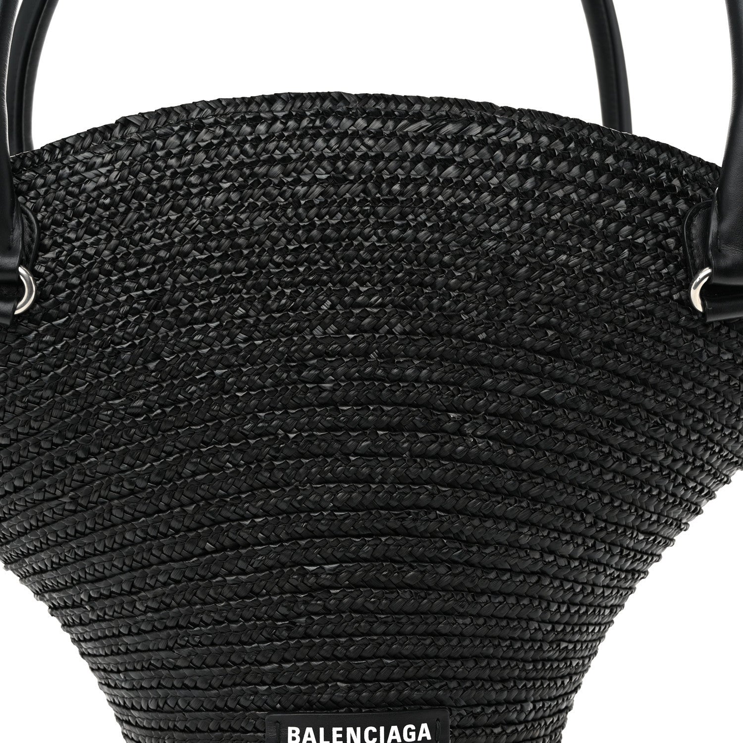 Balenciaga Raffia Woven Medium Basket Tote Black 7 of 9
