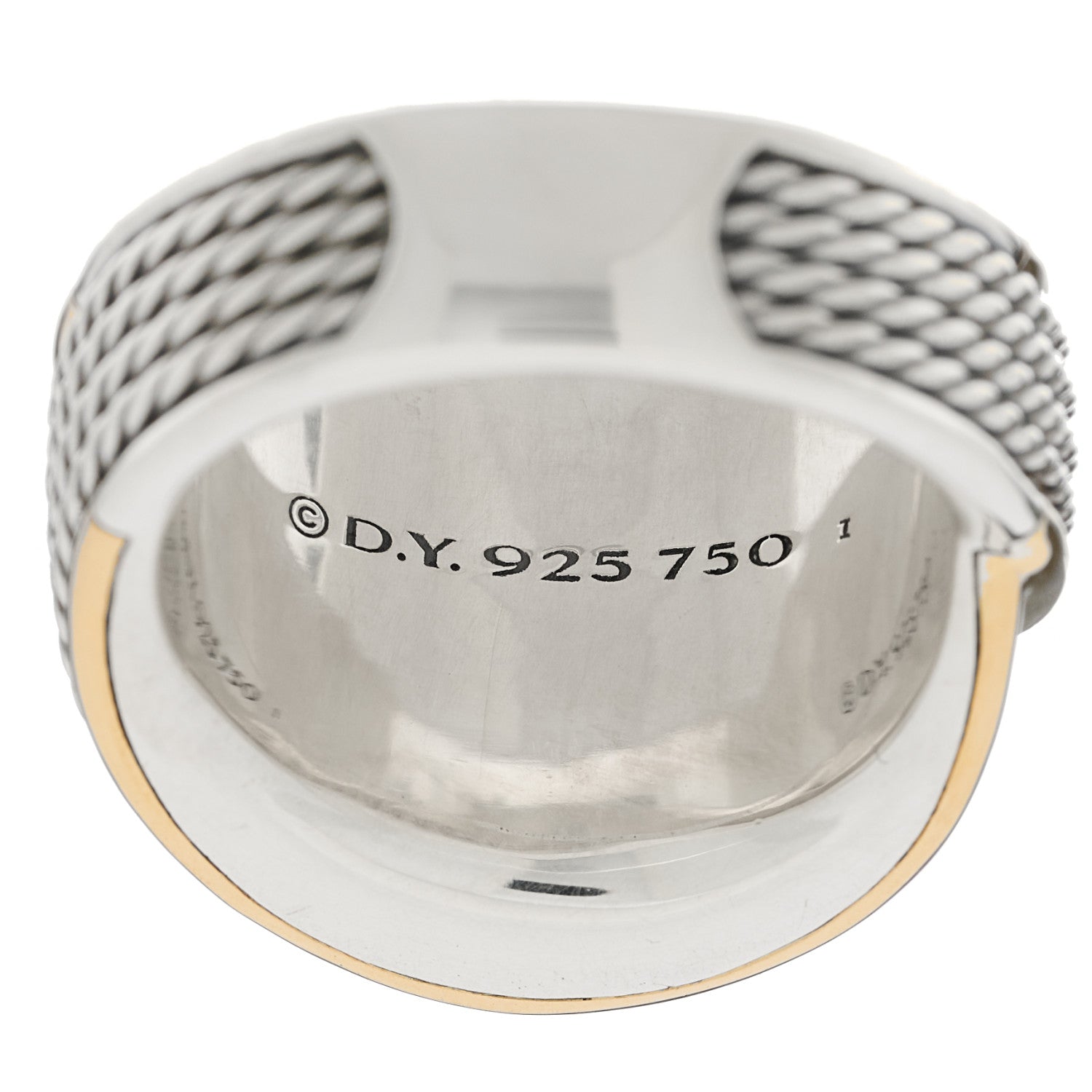 David Yurman Sterling Silver 18K Yellow Gold Origami Crossover Ring 58 8.25 5 of 5