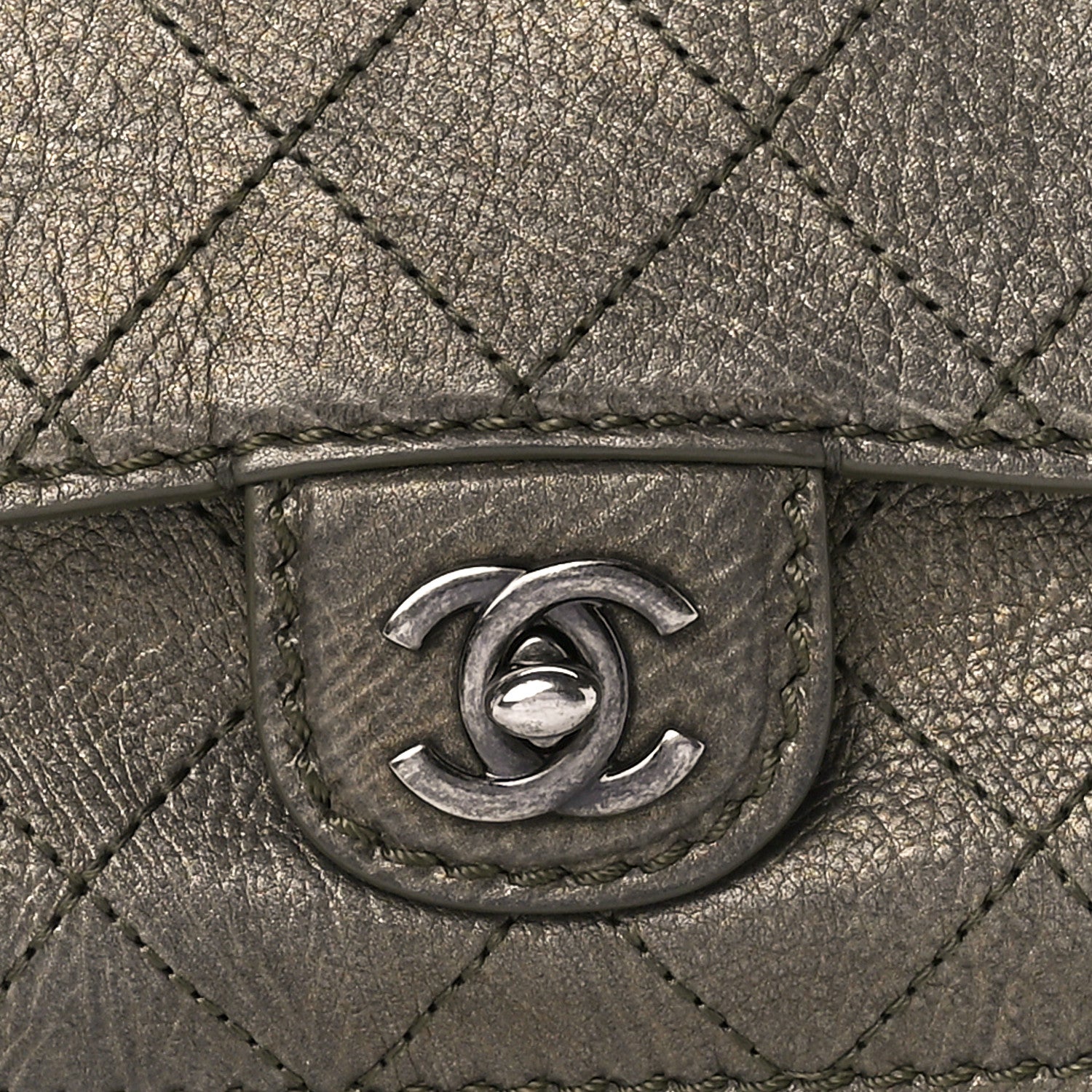 Chanel Metallic Calfskin Small Coco Twin Flap Dark Green 9 of 13