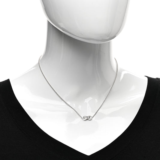 18K White Gold Diamond Agrafe Paved Pendant Necklace