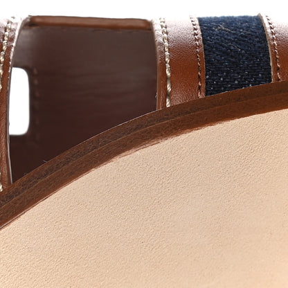 Hermes Calfskin Denim Oran Sandals 38.5 Bleu Brut Gold 9 of 13
