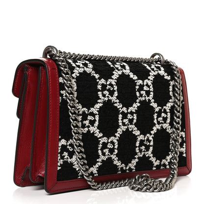 Gucci Tweed GG Monogram Small Dionysus Shoulder Bag Black White Romantic Cherry 3 of 12