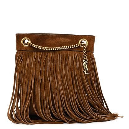 Saint Laurent Suede Calfskin Small Grace Fringed Hobo Bag Light Ocre 1 of 12