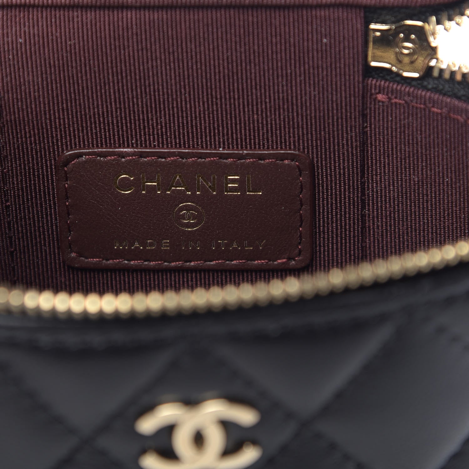 Chanel Lambskin Quilted Small Vertical Coco Beauty Vanity Case With Chain Black 6 of 10