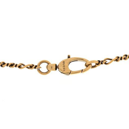 Gucci Metal Crystal Lion Head Necklace Aged Gold 4 of 5
