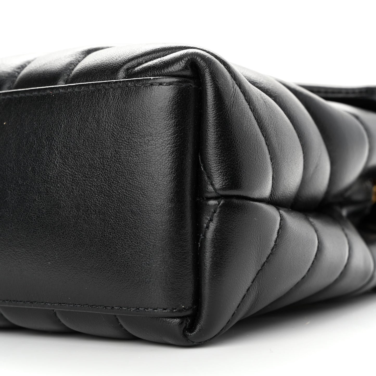 Calfskin Y Quilted Monogram Small Loulou Chain Satchel Black