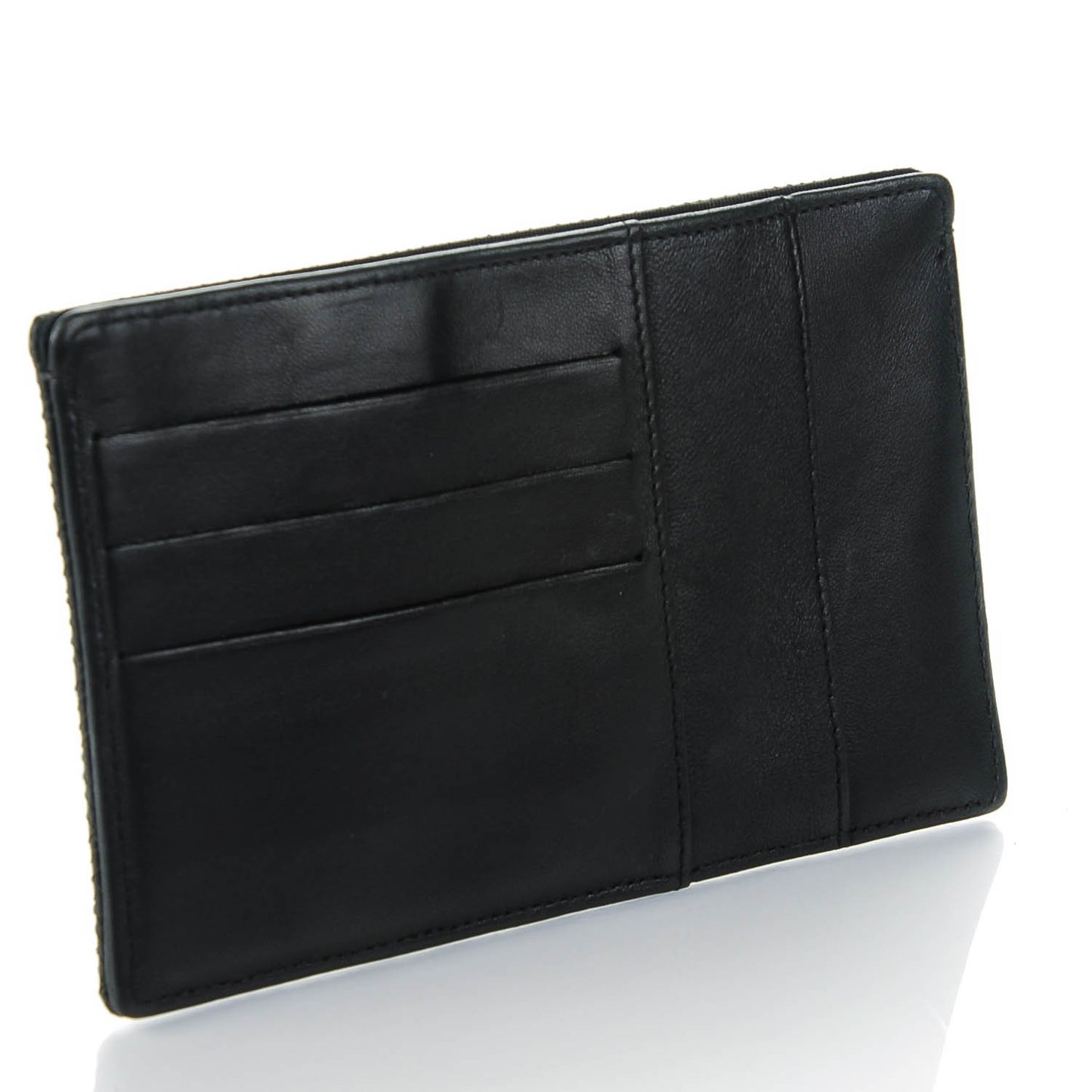 Lambskin Diamond Stitched Card Holder Black