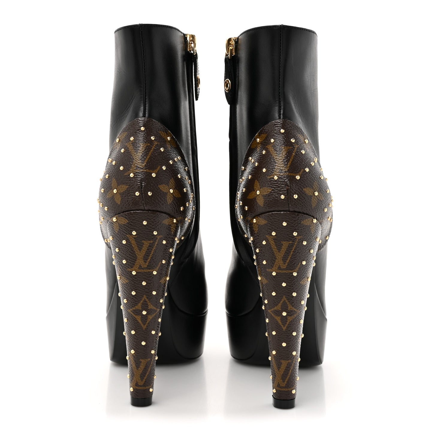 Soft Calfskin Monogram Afterglow Platform Ankle Boots 38 Black