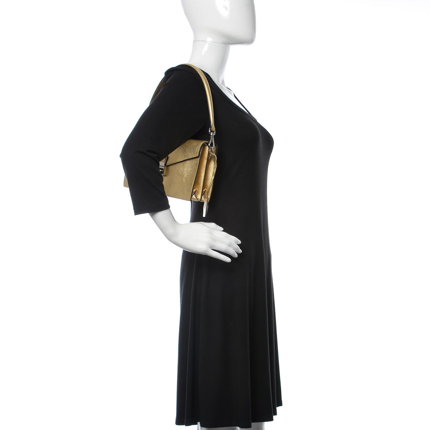Saffiano Lux Sound Shoulder Bag Gold