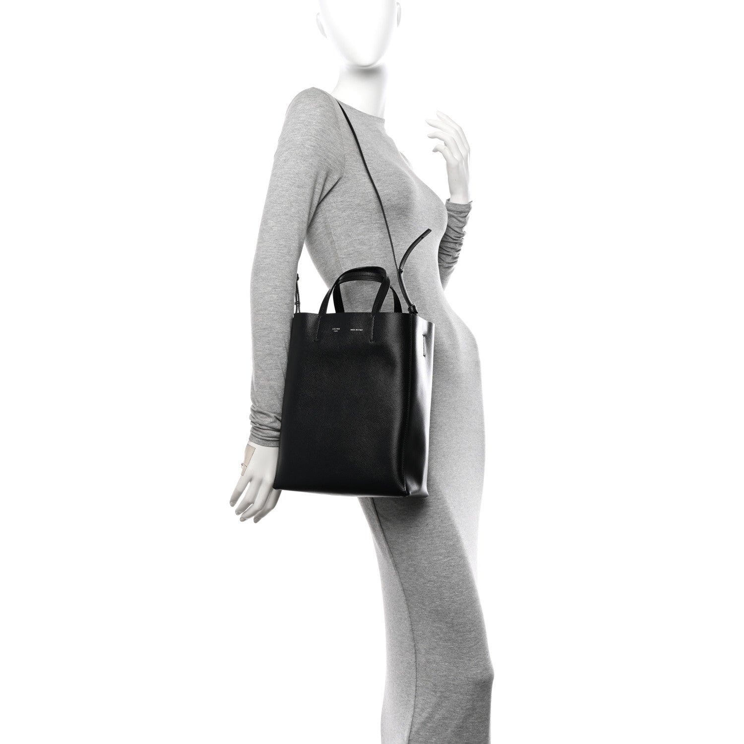 Celine Grained Calfskin Small Vertical Cabas Black 2 of 11