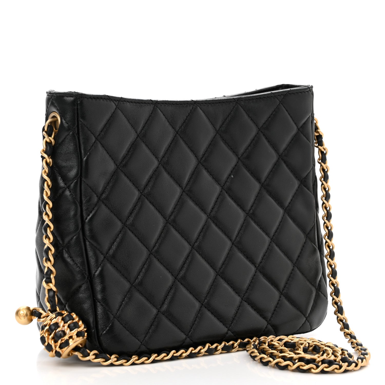 Chanel Lambskin Quilted Small Pearl Crush Hobo Black 3 of 13